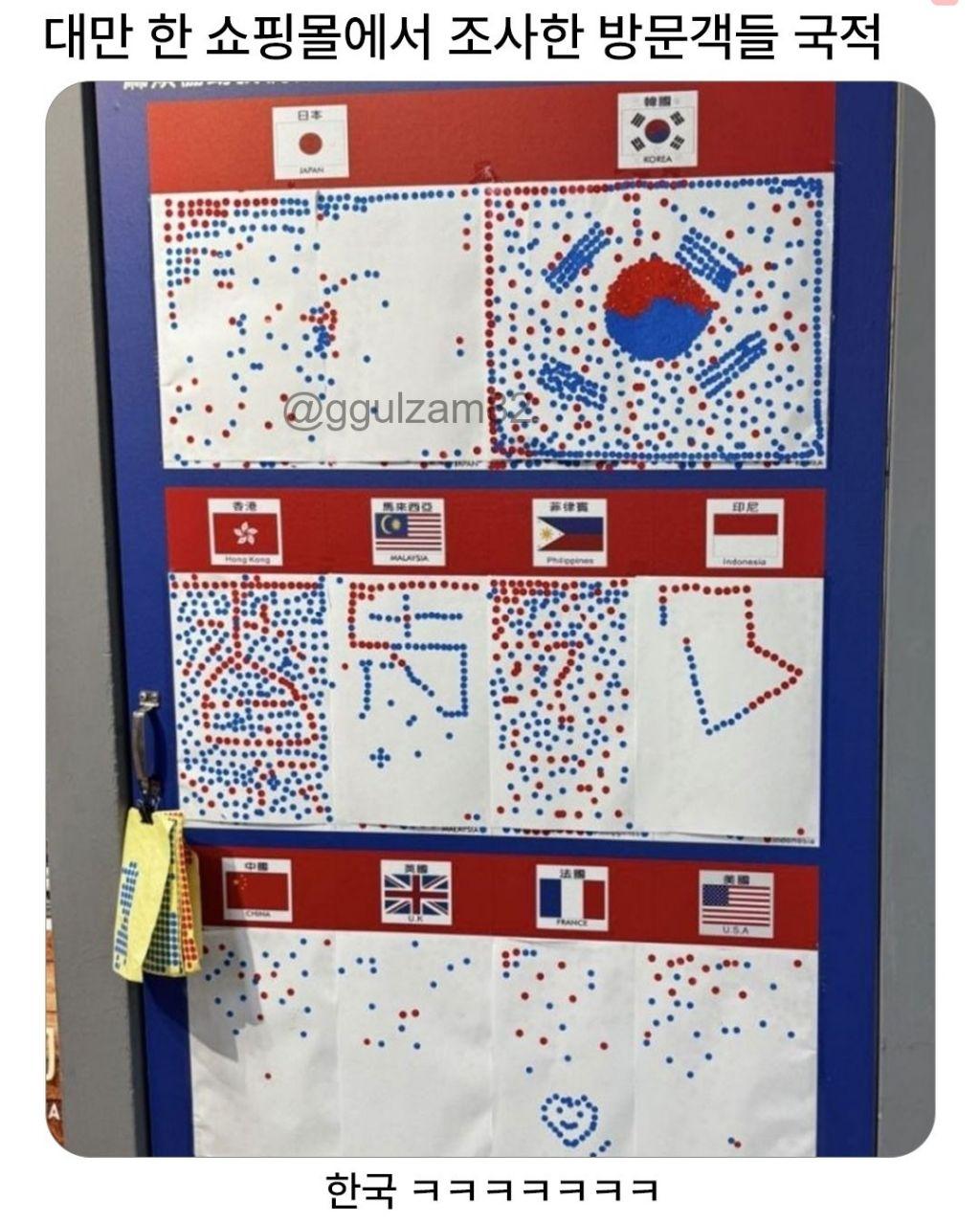 대만 한 쇼핑몰에서 조사한 방문객들 국적. jpg