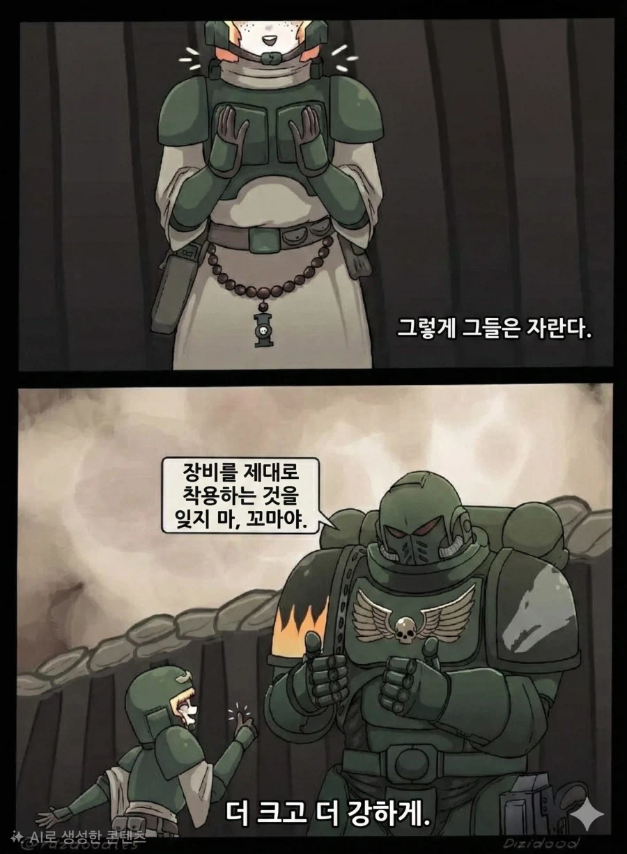꼬마 가드맨이 카오스 마린과 맞다이 하는 워해머 만화.comic_3.webp