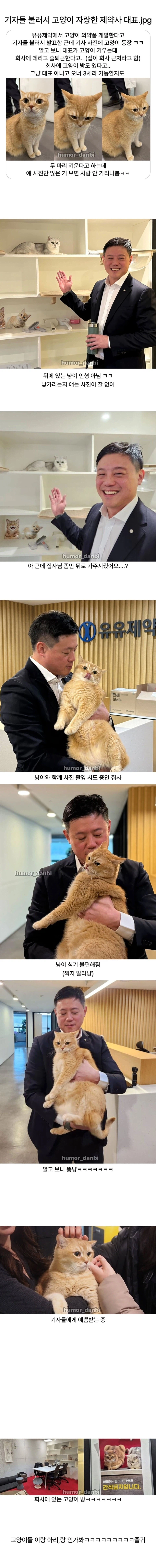 기자들 불러서 고양이 자랑한 제약사 대표...