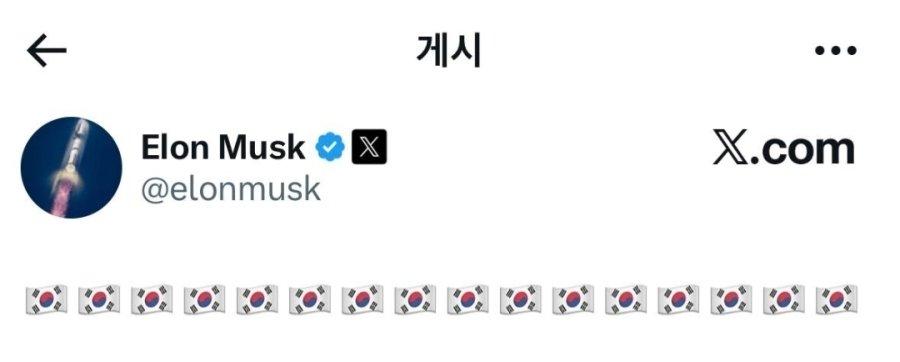 일론 머스크 X에 태극기 도배