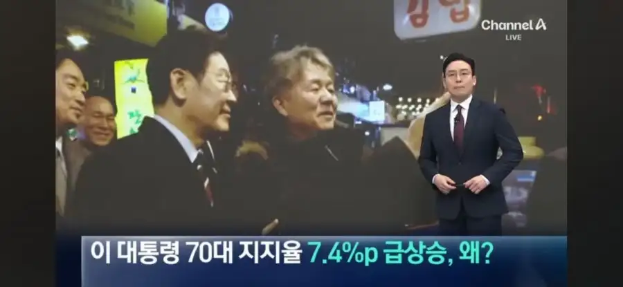 이재명 대통령 70대 지지율 폭증