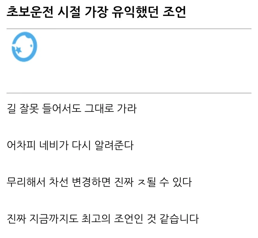 초보운전에게 가장 유익하다는 조언.jpg