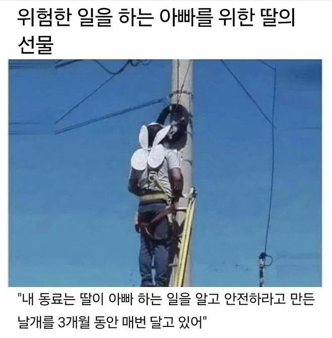 높은 데서 일하는 아빠를 위한 딸의 선물_1.webp