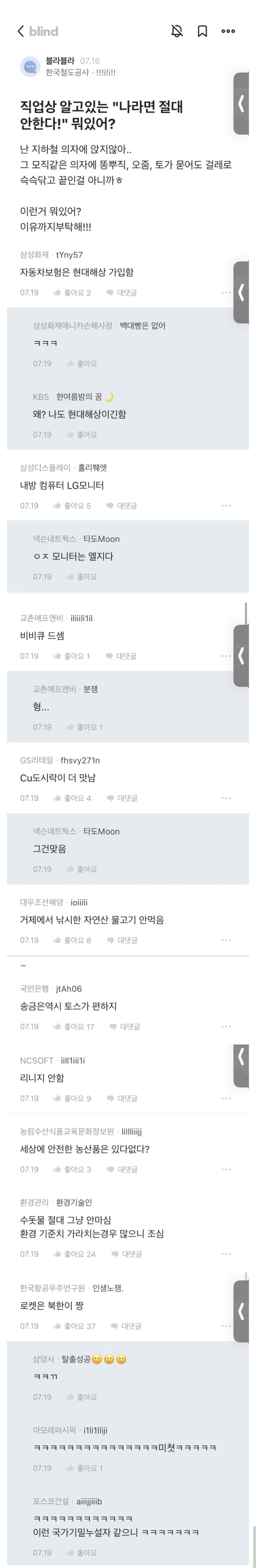 경쟁사의 상품 평가