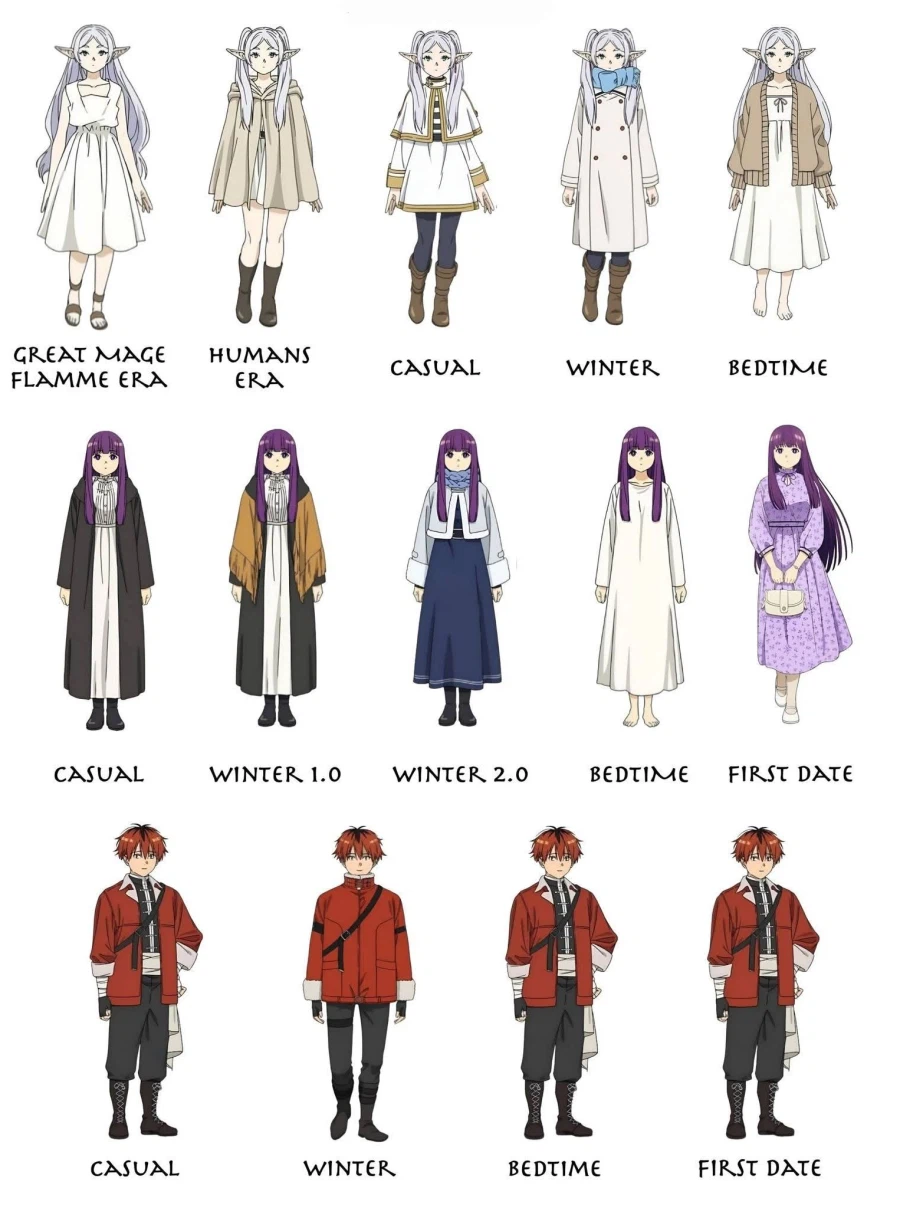 프리렌) 주인공 3인방의 복장 변화_1.webp