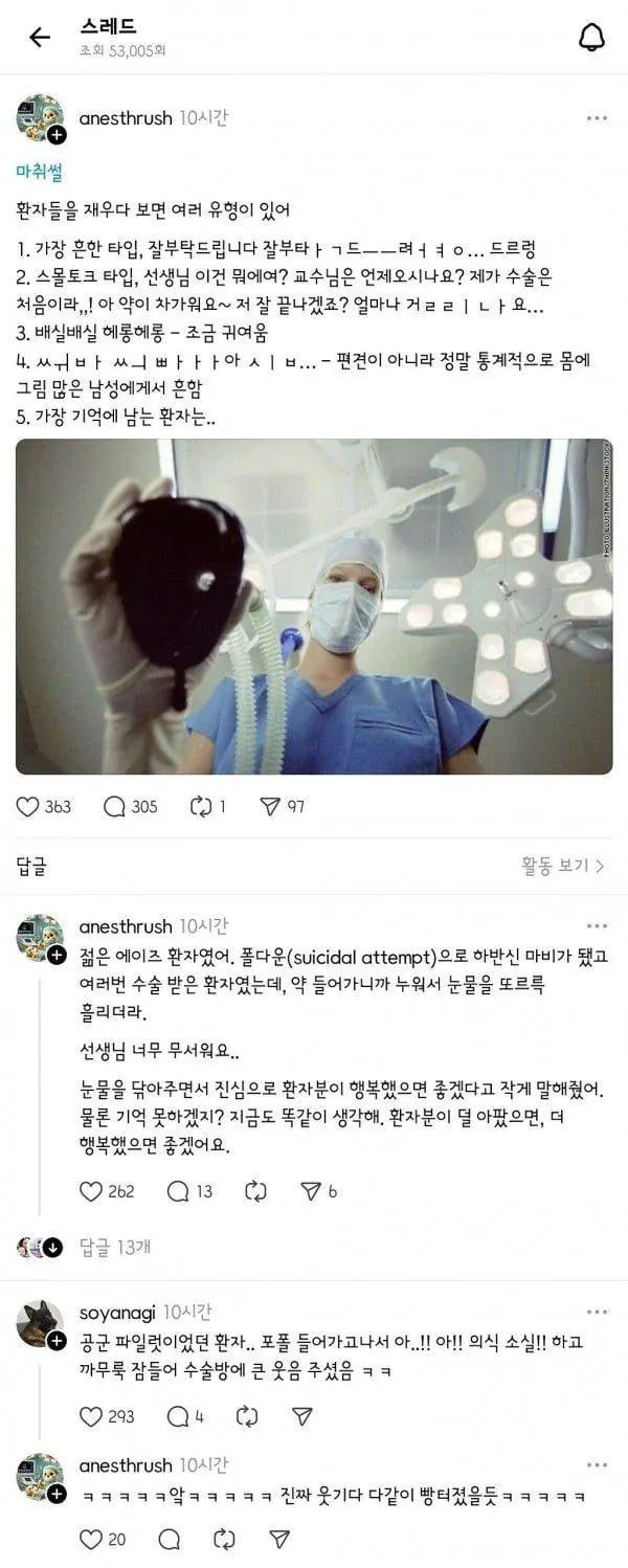 마취과 의사가 말하는 환자의 마취 유형...