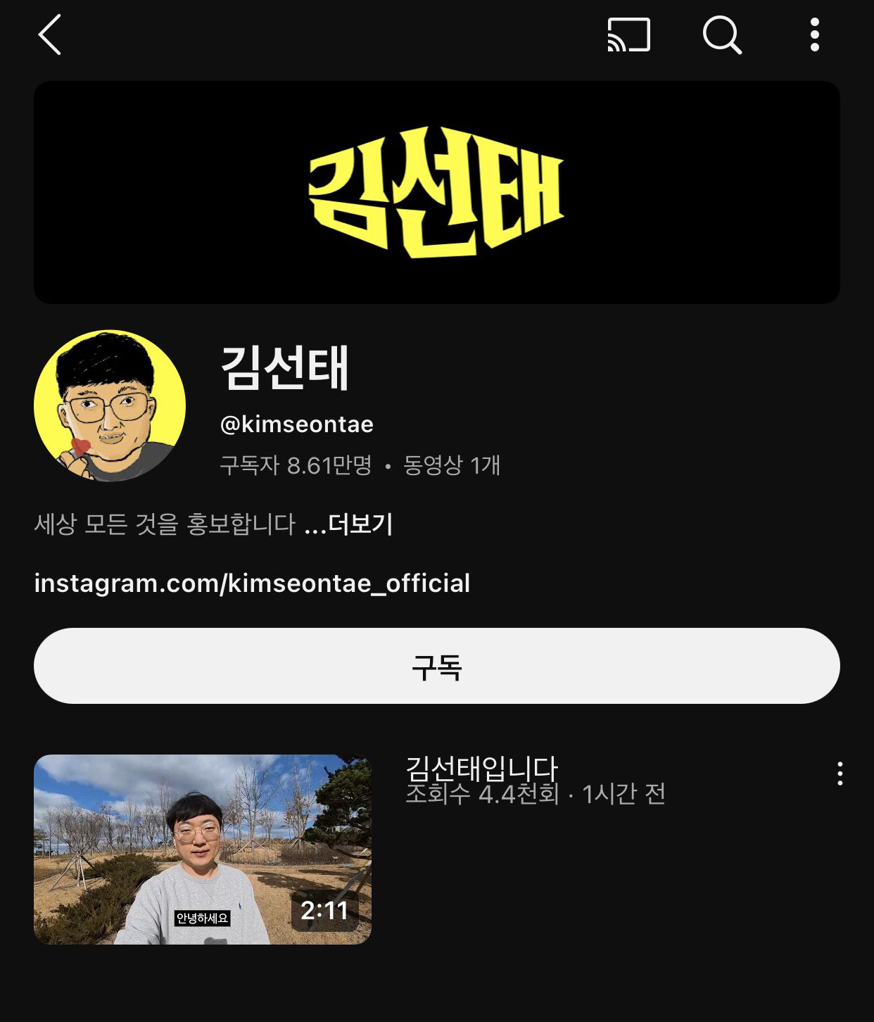 전 충주맨 유튜브 김선태 근황