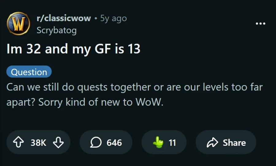 질문할 것이 있는데 난 32고 내 여친은 13인데 말이야
